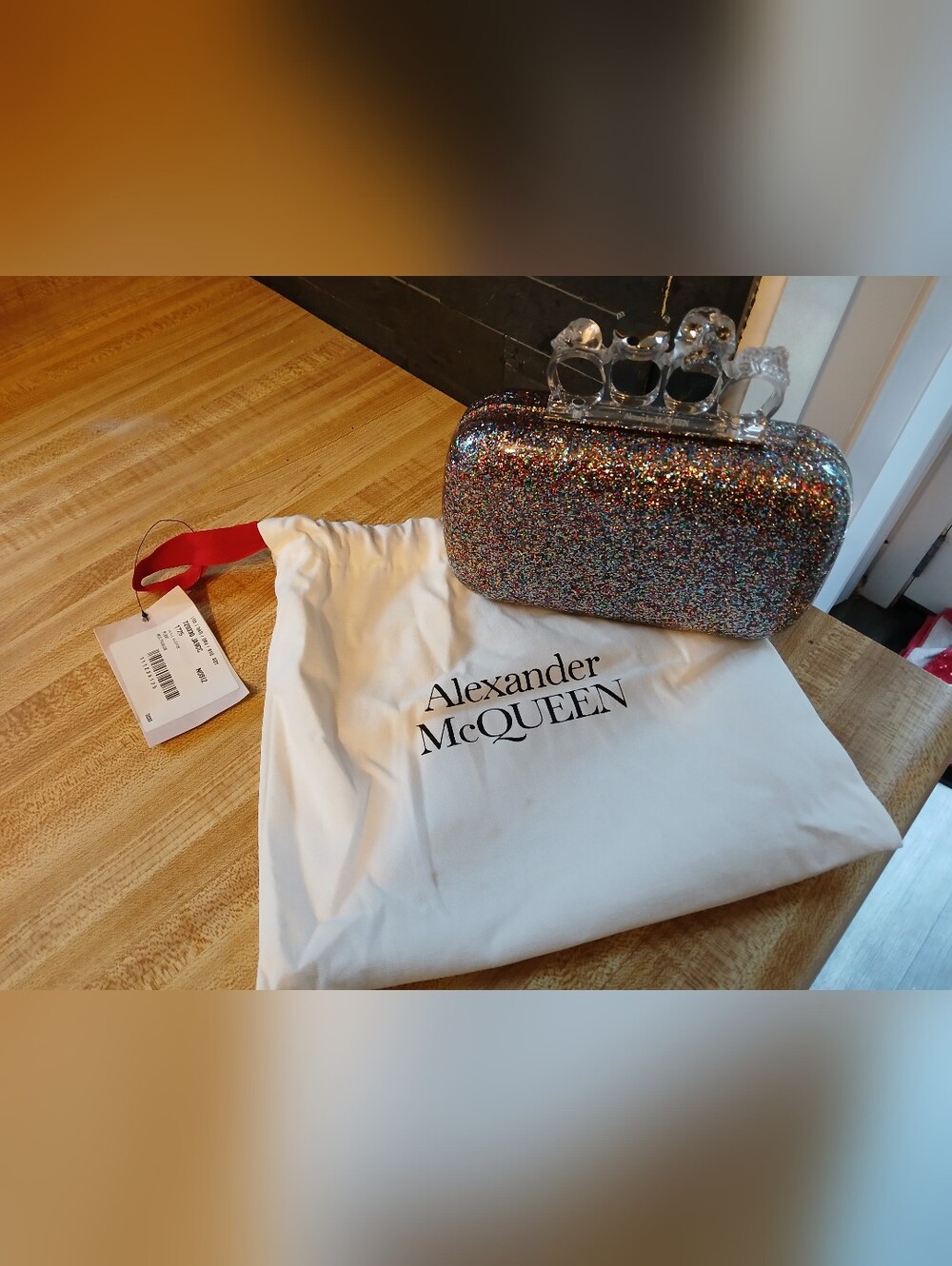 Alexander McQueen NWT RARE Multi Glittered Knuckle Bag & Dustbag - Picture 2 of 10